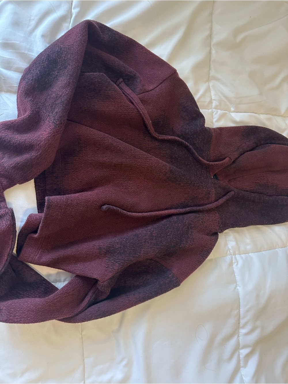 Women's Hooded Pullover crop Sweater in Maroon